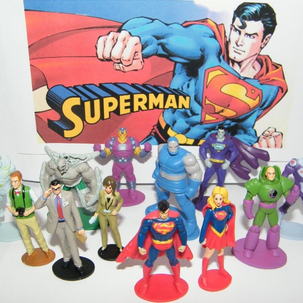 Superman Party Favors Set of 13 Fun Figures with Doomsday, Jimmy Olsen and More!